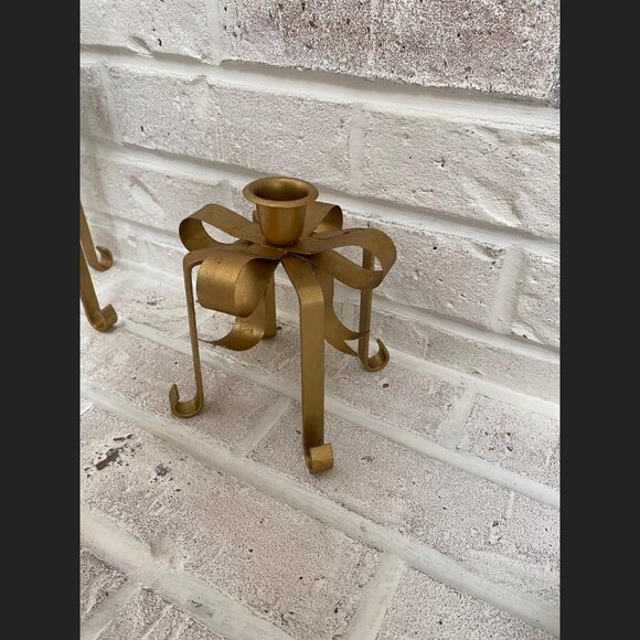 Vintage Bow Gift Wrap Box w/Ribbon Candle Holders ~ Set of 3 - Picture 5 of 10